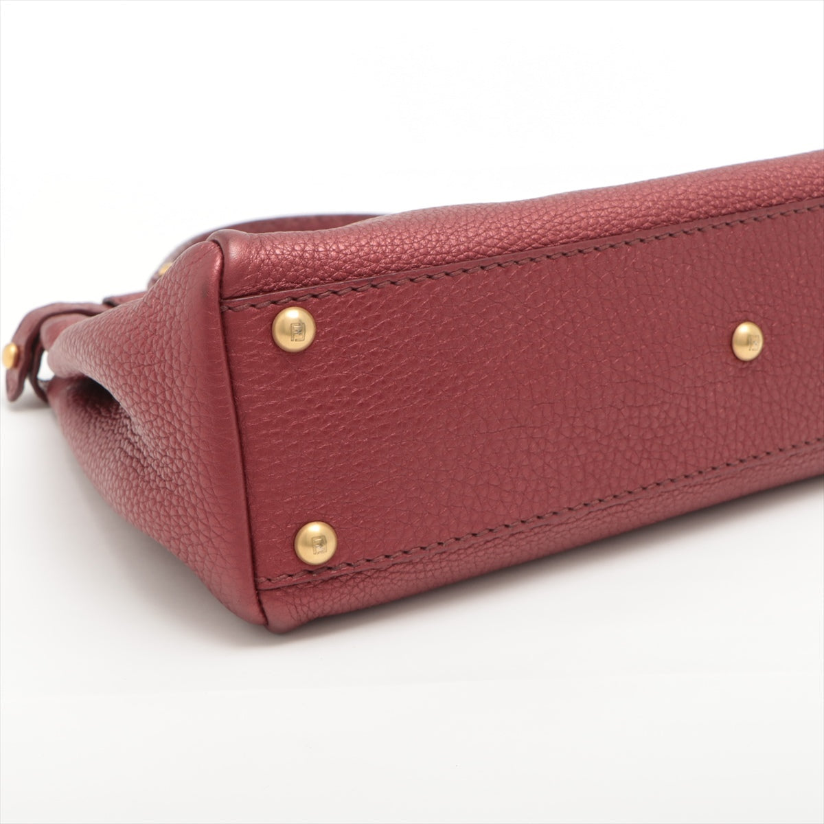 Fendi Peek-a-boo Selleria Leather Hand bag Red 8BN226