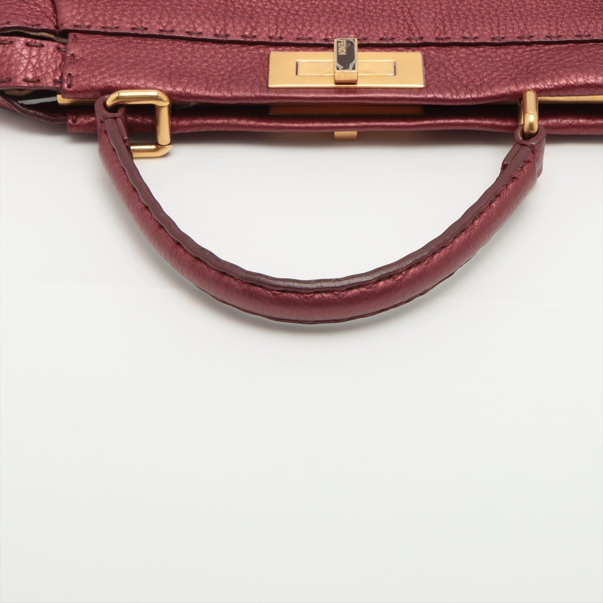 Fendi Peek-a-boo Selleria Leather Hand bag Red 8BN226