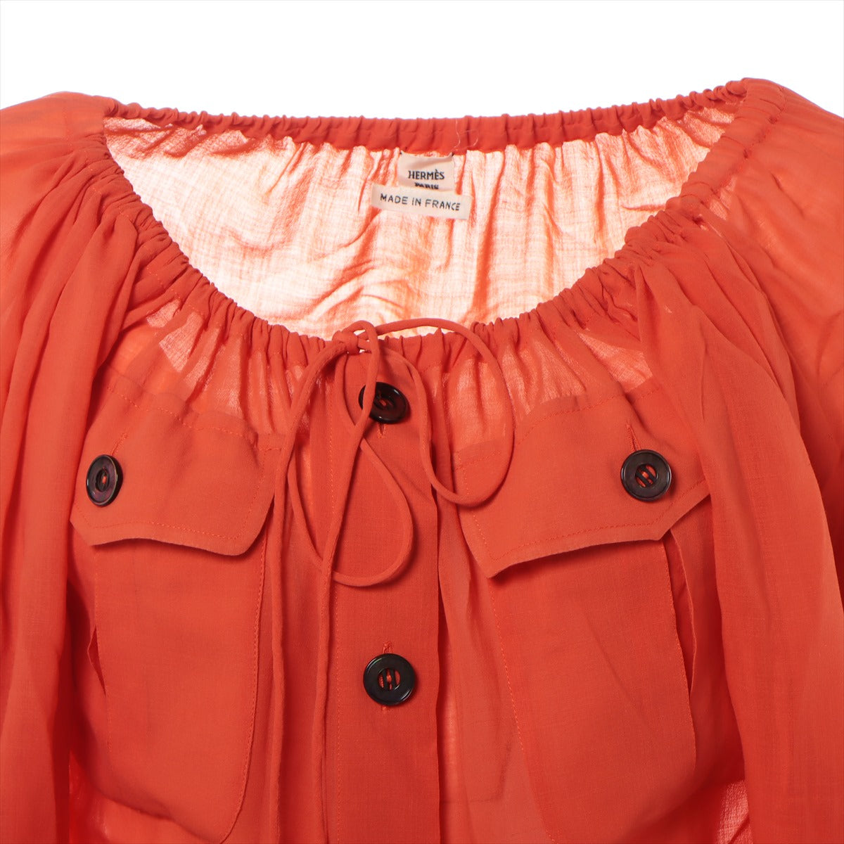 Hermès Wool Blouse 34 Ladies' Orange  Off-the-shoulder pocket design