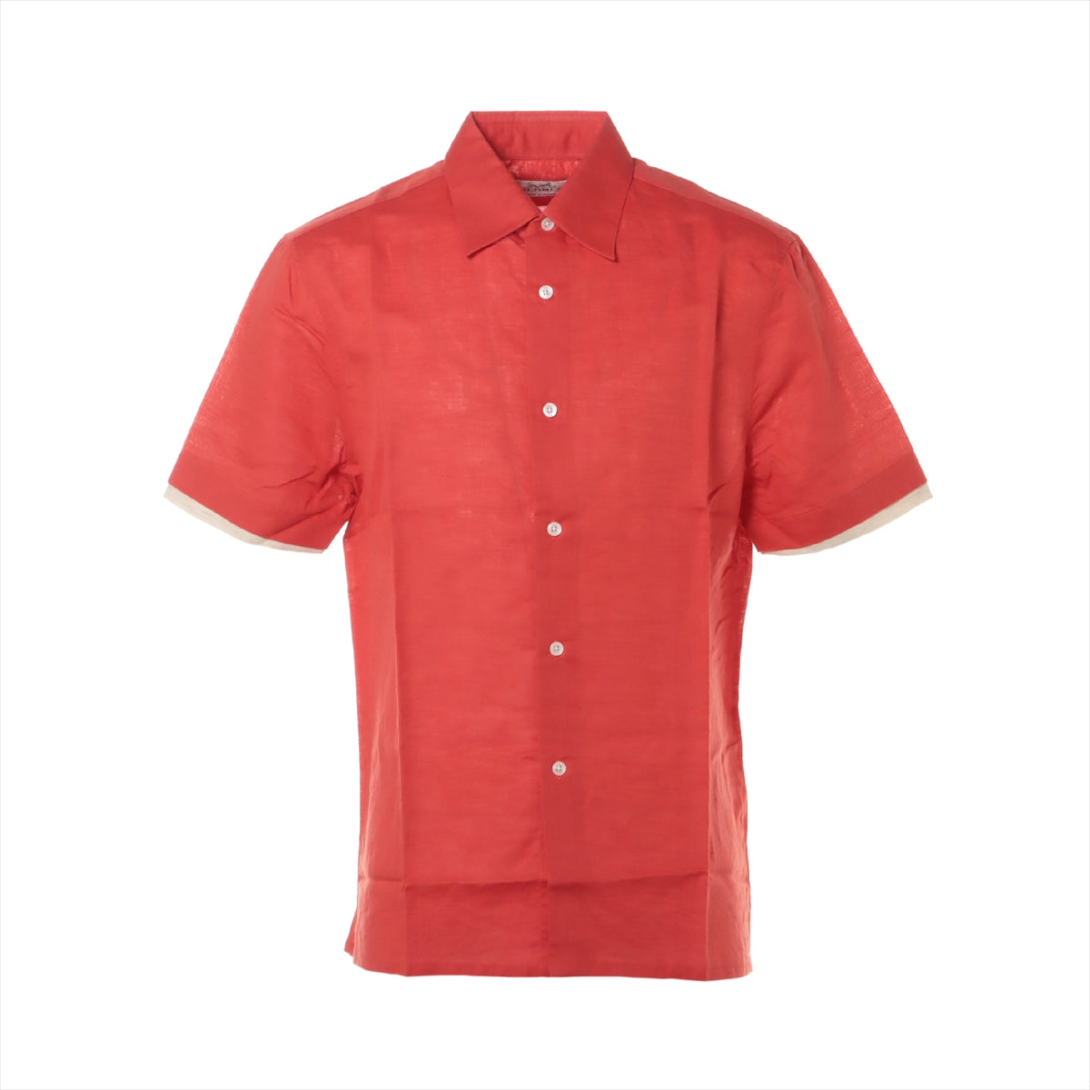 Hermès Cotton & linen Shirt 39 Men's Red  Short sleeves