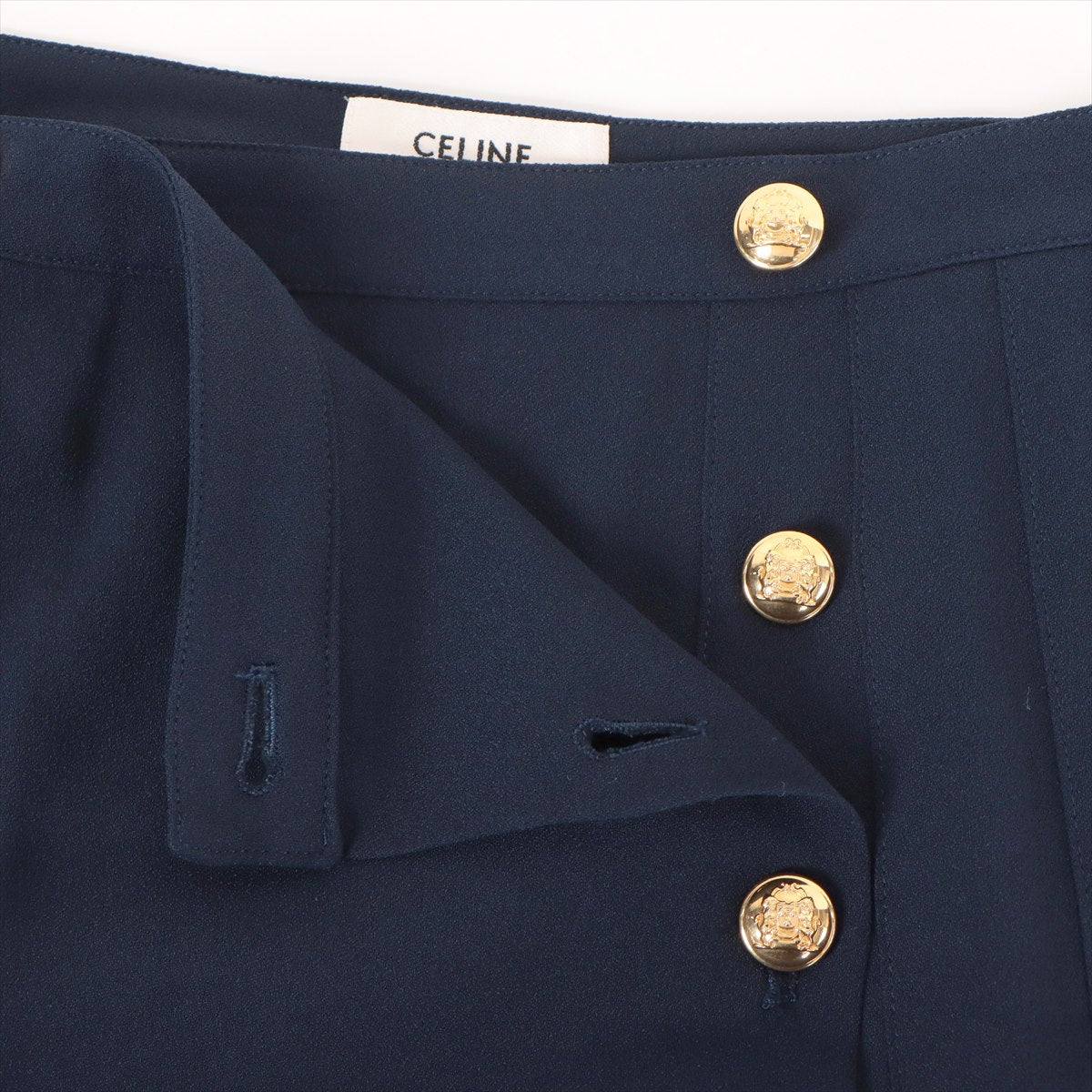 CELINE Acetate x rayon Skirt 36 Ladies' Navy blue  2J170865C Eddie period Gold button