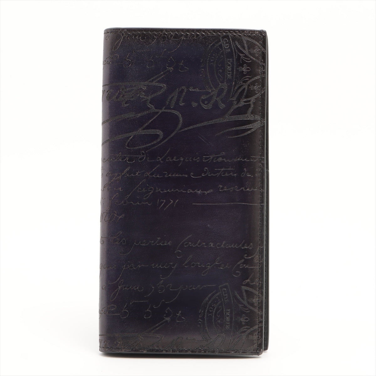 Berluti Calligraphy Leather Long wallets Black x purple Wallet