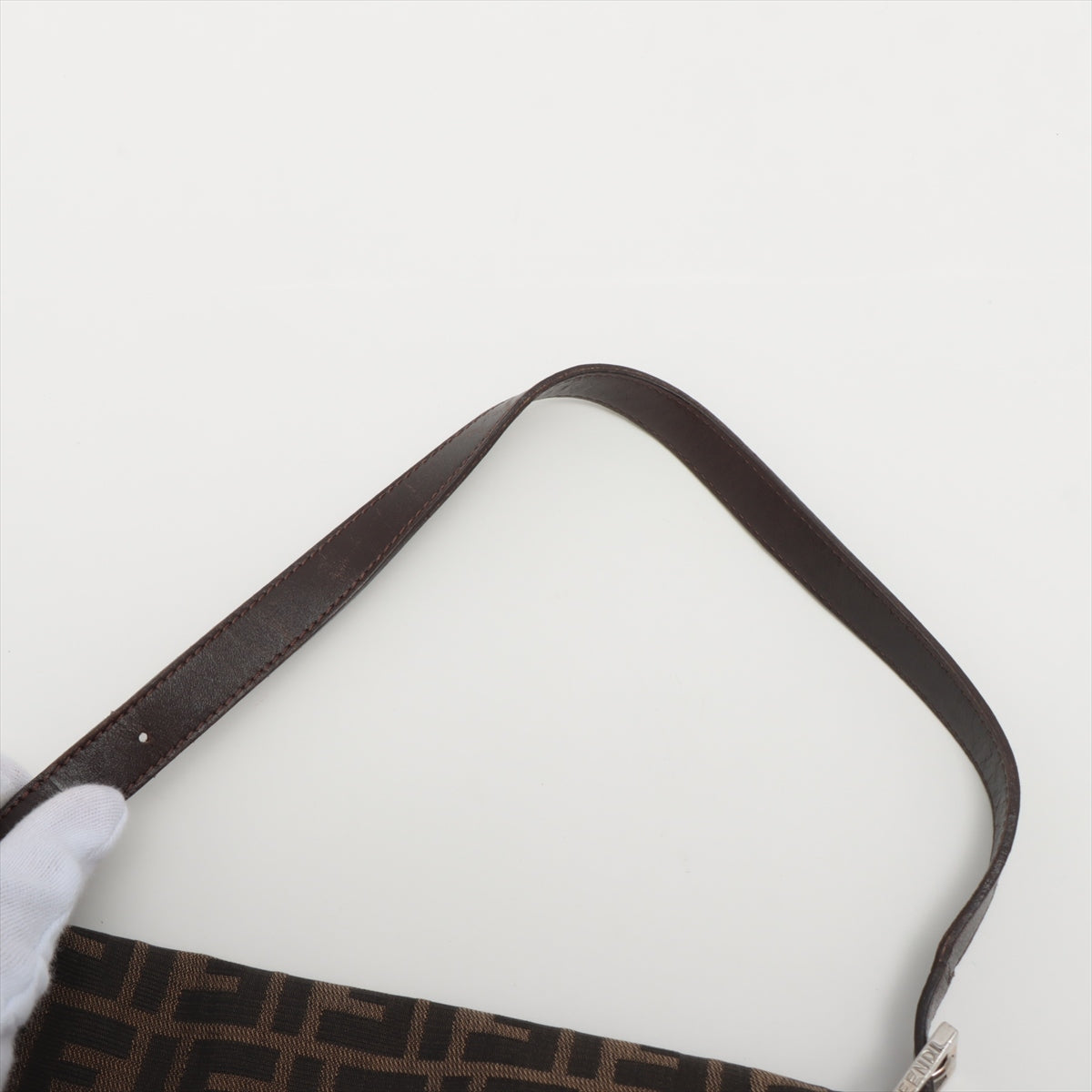 Fendi ZUCCa Mamma Baguette Canvas & leather Shoulder bag Brown 26325
