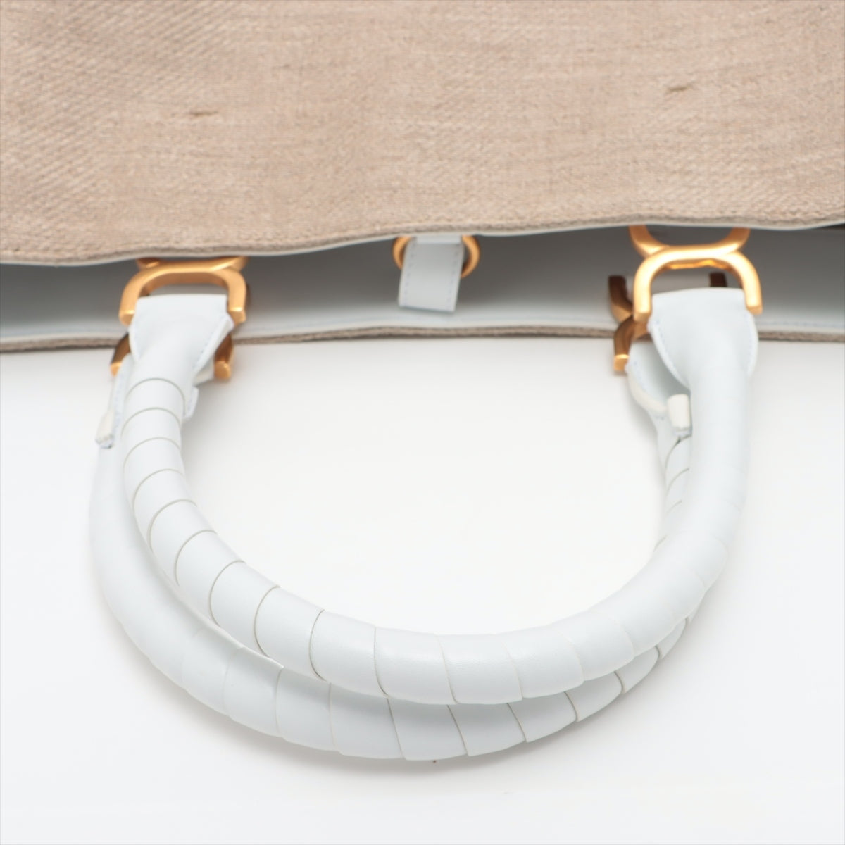 Chloe Mercy Linen × Leather Tote bag Beige x white