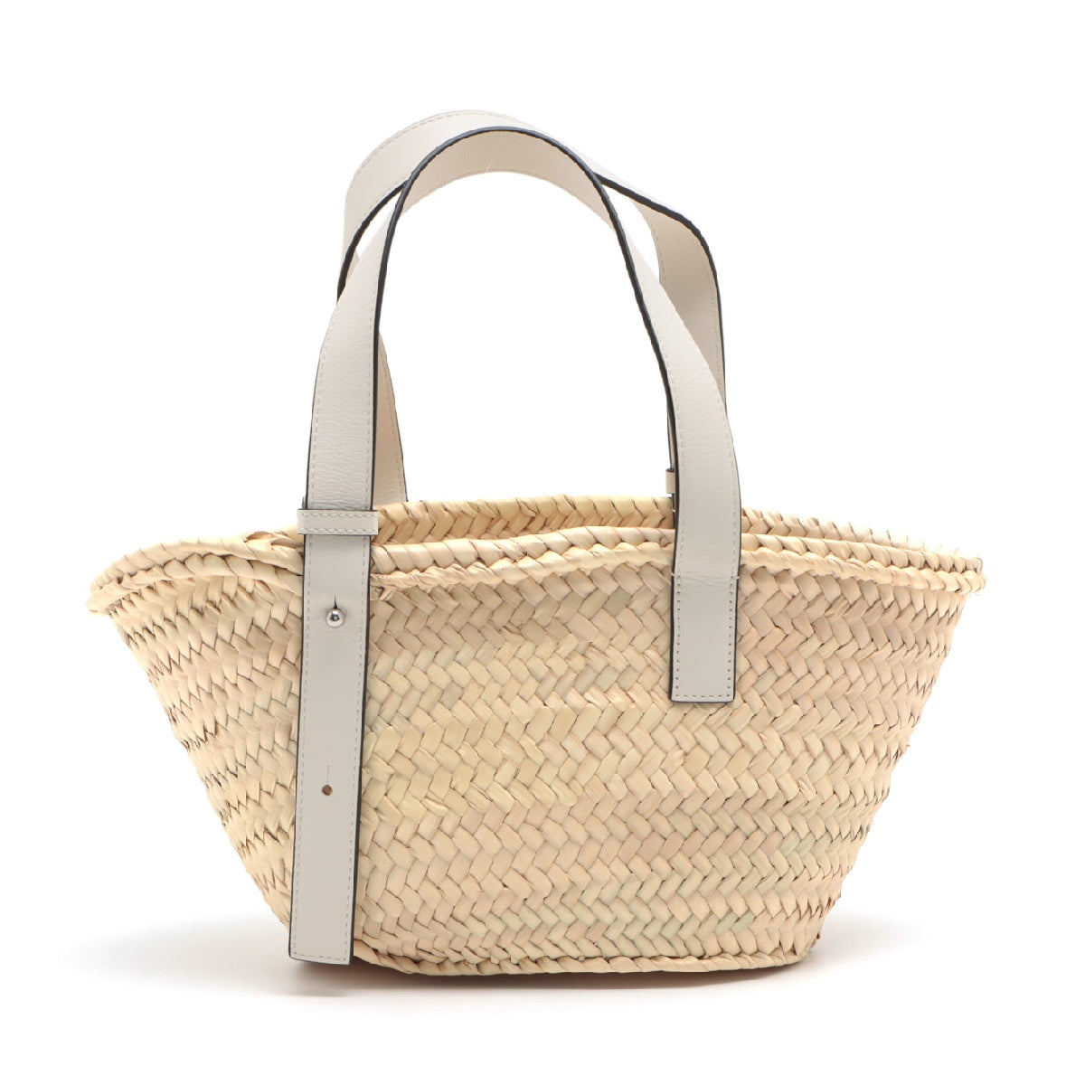 Loewe Basket small Raffia x leather Straw bag White x beige