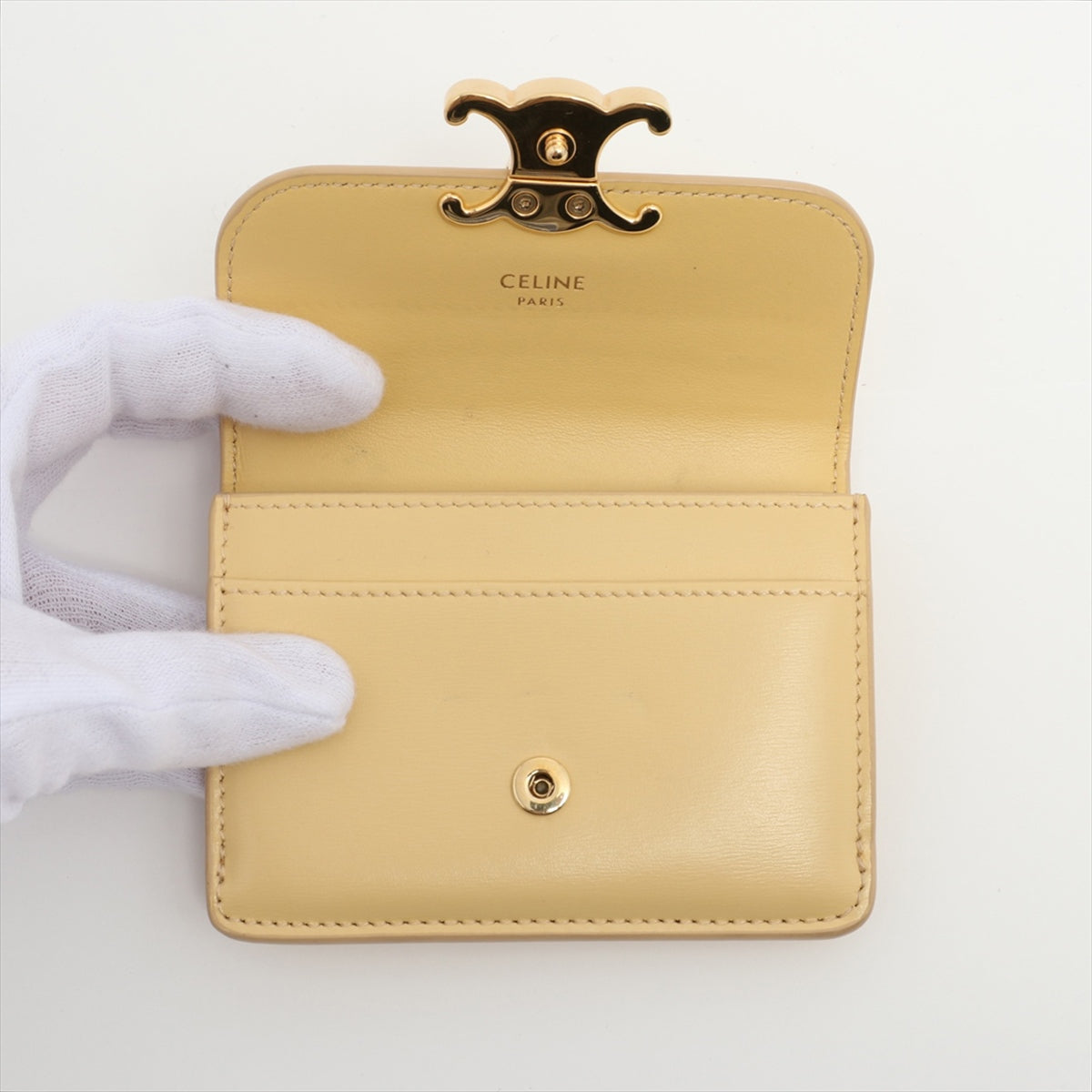 CELINE Triomphe Leather Card case Yellow