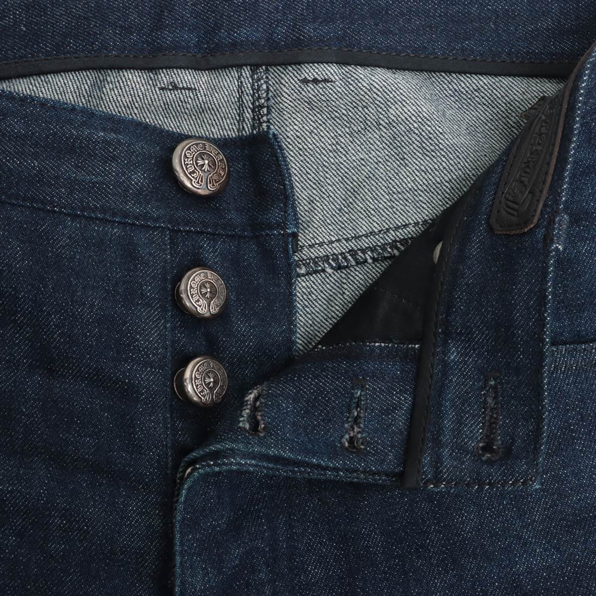 Chrome Hearts Denim pants Cotton size 30 Navy blue Old Horseshoe button button fly
