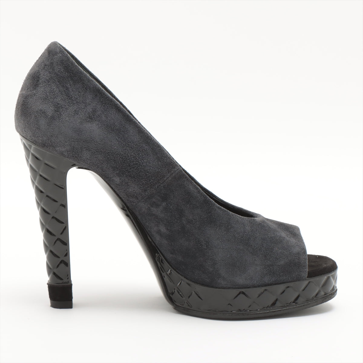 Chanel Coco Mark Suede leather Open-toe Pumps 37 C Ladies' Grey G34196