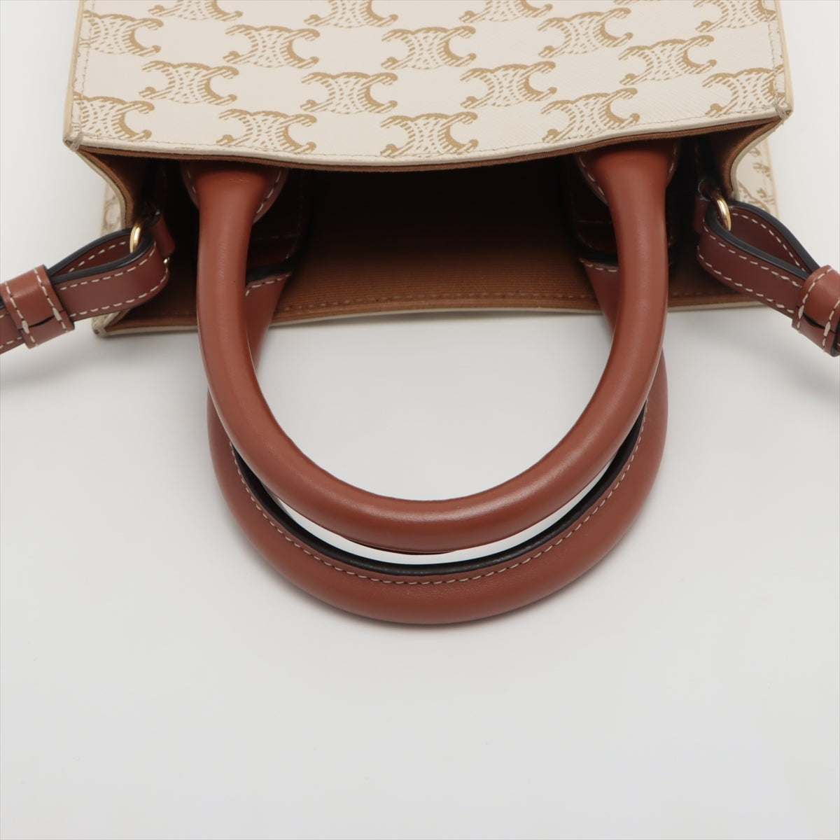 CELINE Triomphe Mini Vertical Hippopotamus PVC & leather 2way handbag White