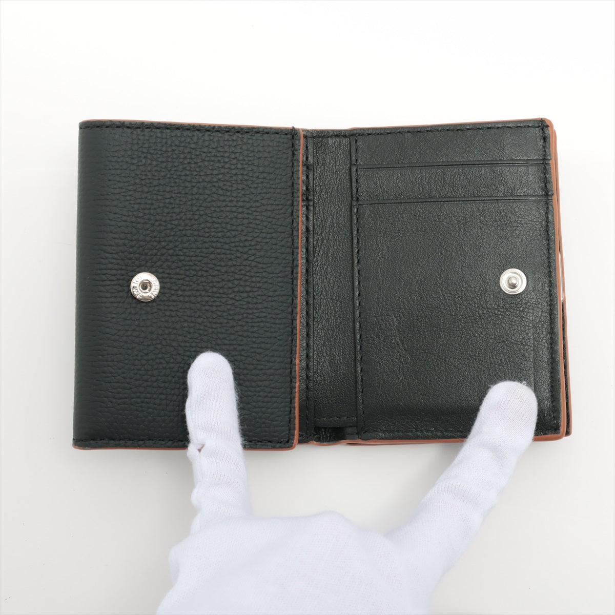 Loewe Anagram Tri Fold Leather Compact Wallet Black