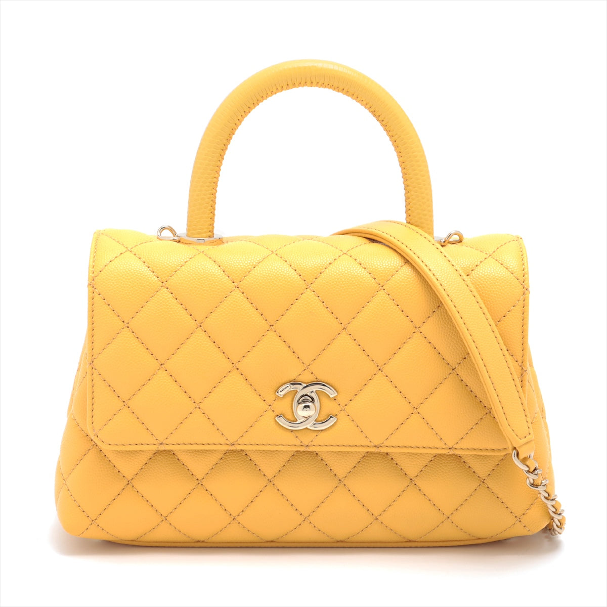Chanel Coco Handle Caviarskin 2way handbag Yellow Gold Metal fittings There is an IC chip
