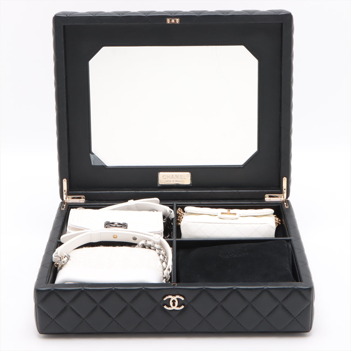 Chanel Matelasse Ram leather Attache case mini bag set of 3 Black Silver Metal fittings There is an IC chip 2.55 Gabrielle Boy Chanel AS1949 Comes with 2 keys