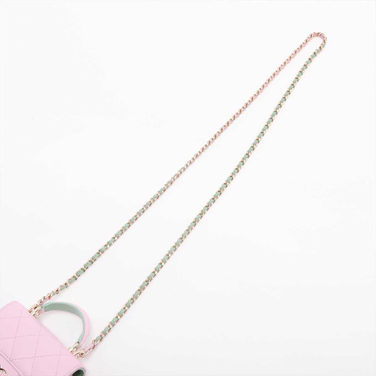 Chanel Mini Mini Matelasse Ram leather Chain shoulder bag Clutch bag Pink x green Gold Metal fittings