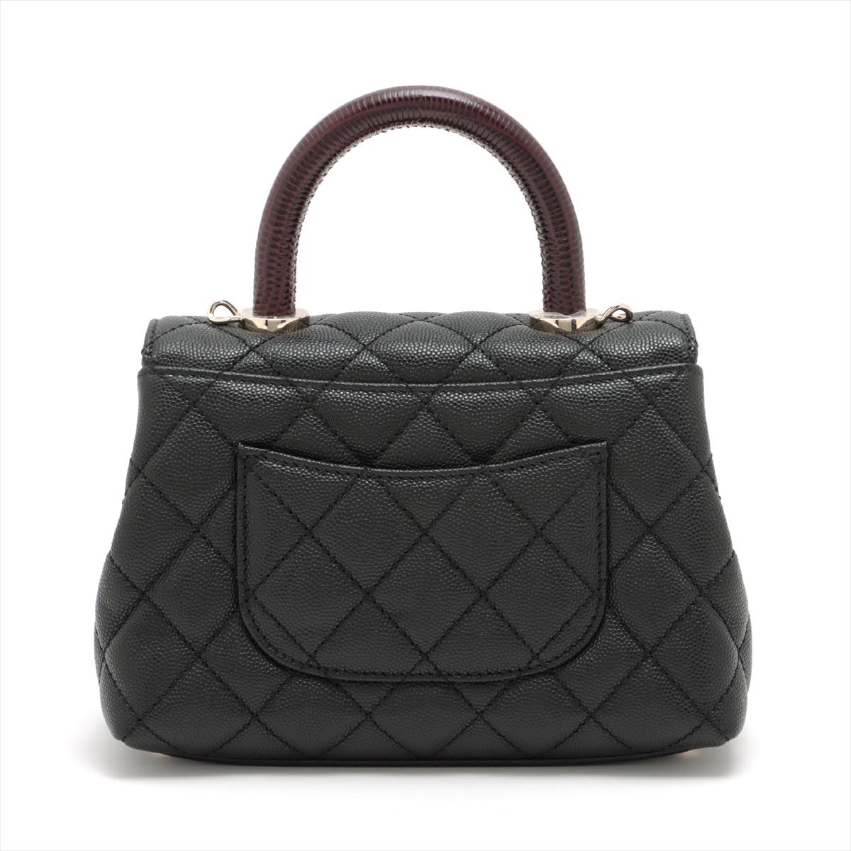 Chanel Coco Handle Caviarskin 2way handbag Black Silver Metal fittings There is an IC chip