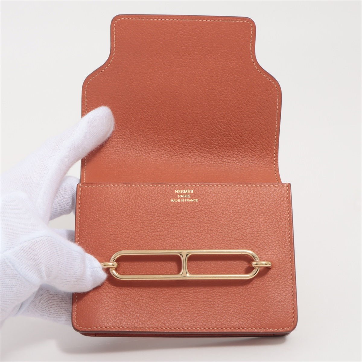 Hermès Ruri Slim Ever color Compact Wallet Brown Gold Metal fittings Z: 2021