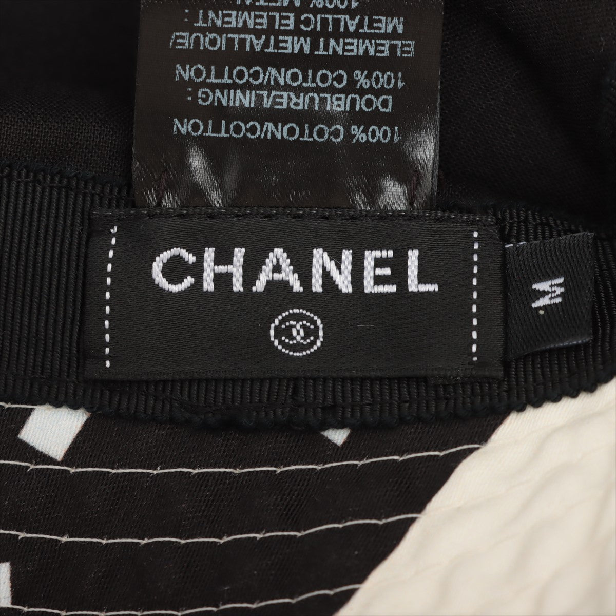 Chanel Coco Mark 22S Hat M Cotton Black × White