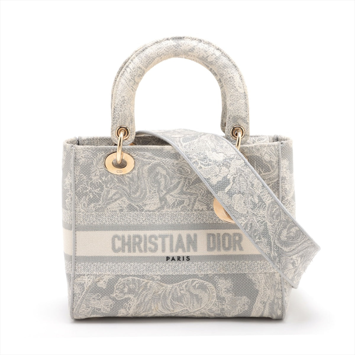 Christian Dior Lady Dior Twardu JUY Embroidery canvas 2way handbag Grey