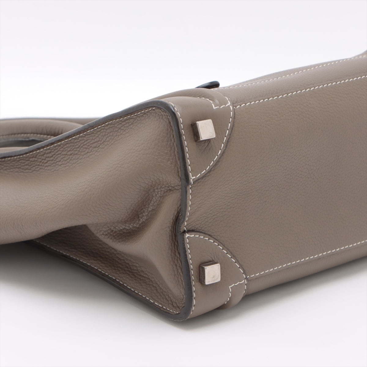 CELINE Luggage Micro Shopper Leather Hand bag Greige