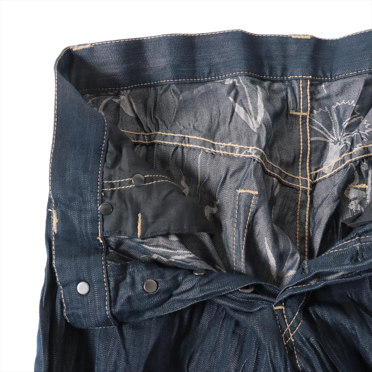 ISSEY MIYAKE Cotton & polyester Denim pants 29 Men's Blue indigo  ME01FF046 Wrinkle processing