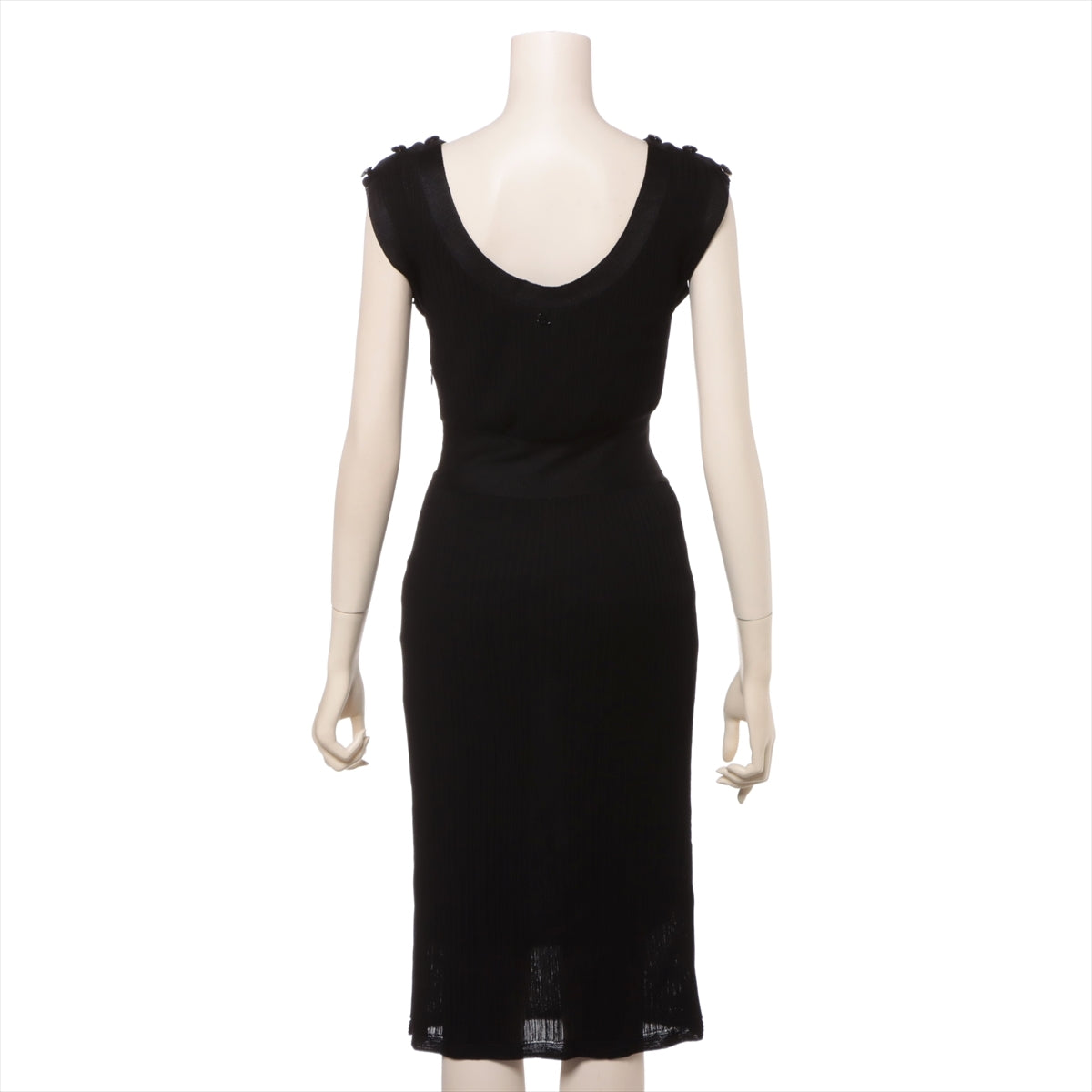Chanel Coco Mark Rayon x silk x nylon Sleeveless dress 36 Ladies' Black  P37549K02416 There is dirt all over the innerwear Strain in a few places There are hem repair marks