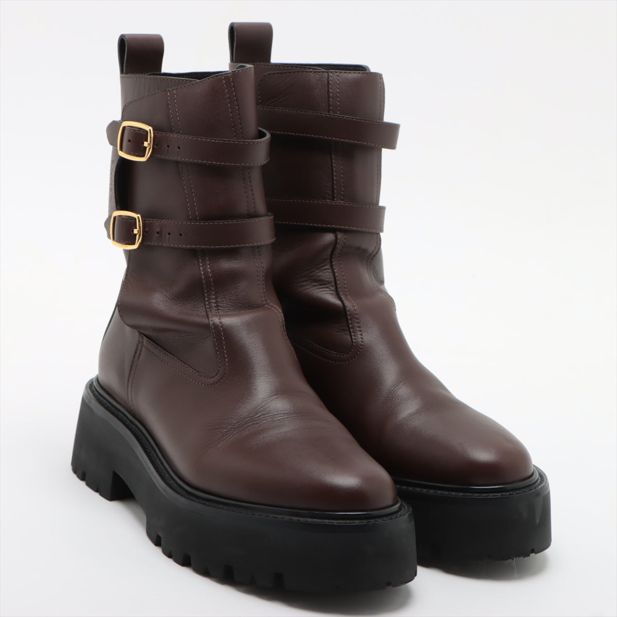 CELINE Leather Short Boots 39 Ladies' Brown box There is a bag