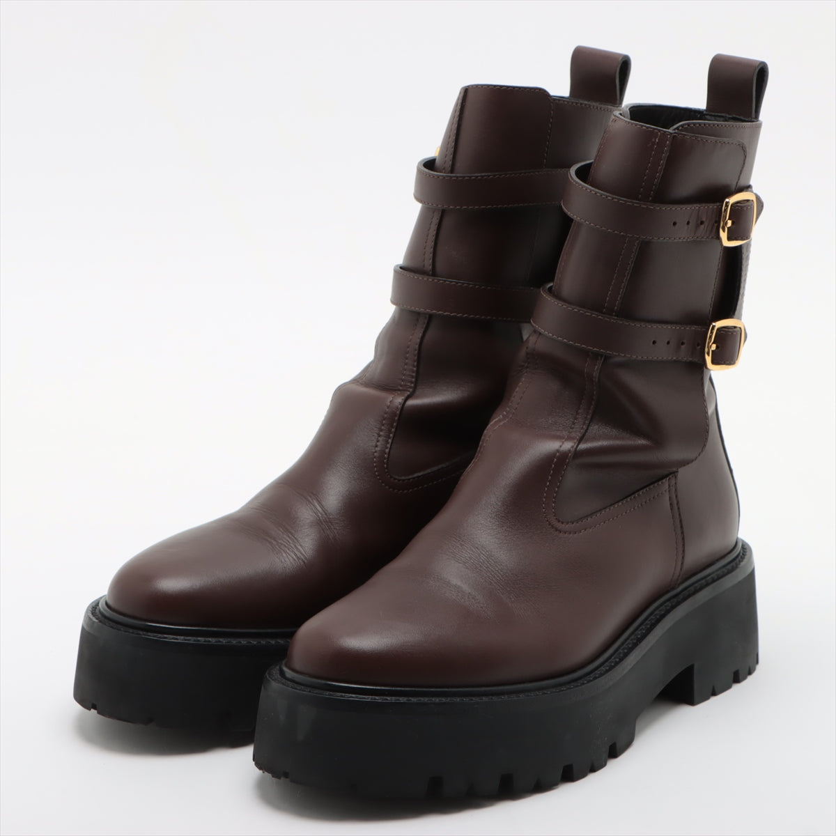 CELINE Leather Short Boots 39 Ladies' Brown box There is a bag