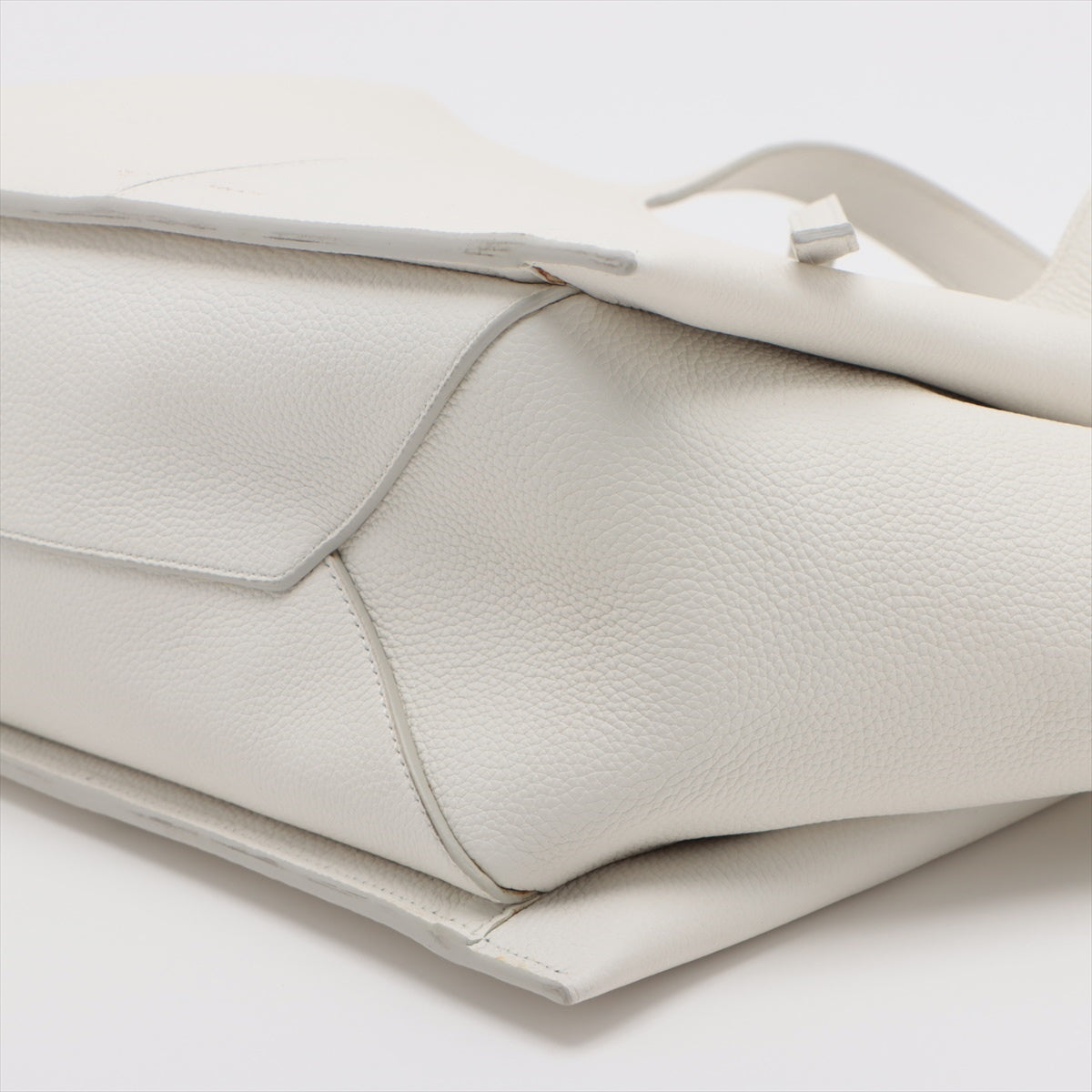 CELINE Tri Fold Leather Hand bag White