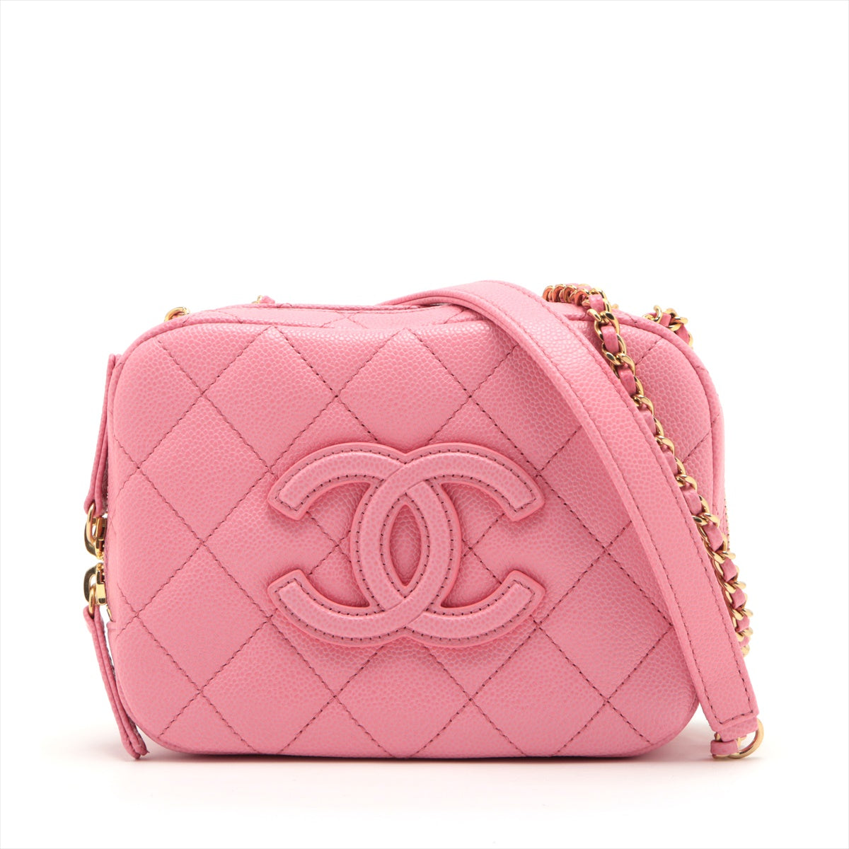 Chanel Matelasse Caviarskin Chain shoulder bag Pink Gold Metal fittings There is an IC chip