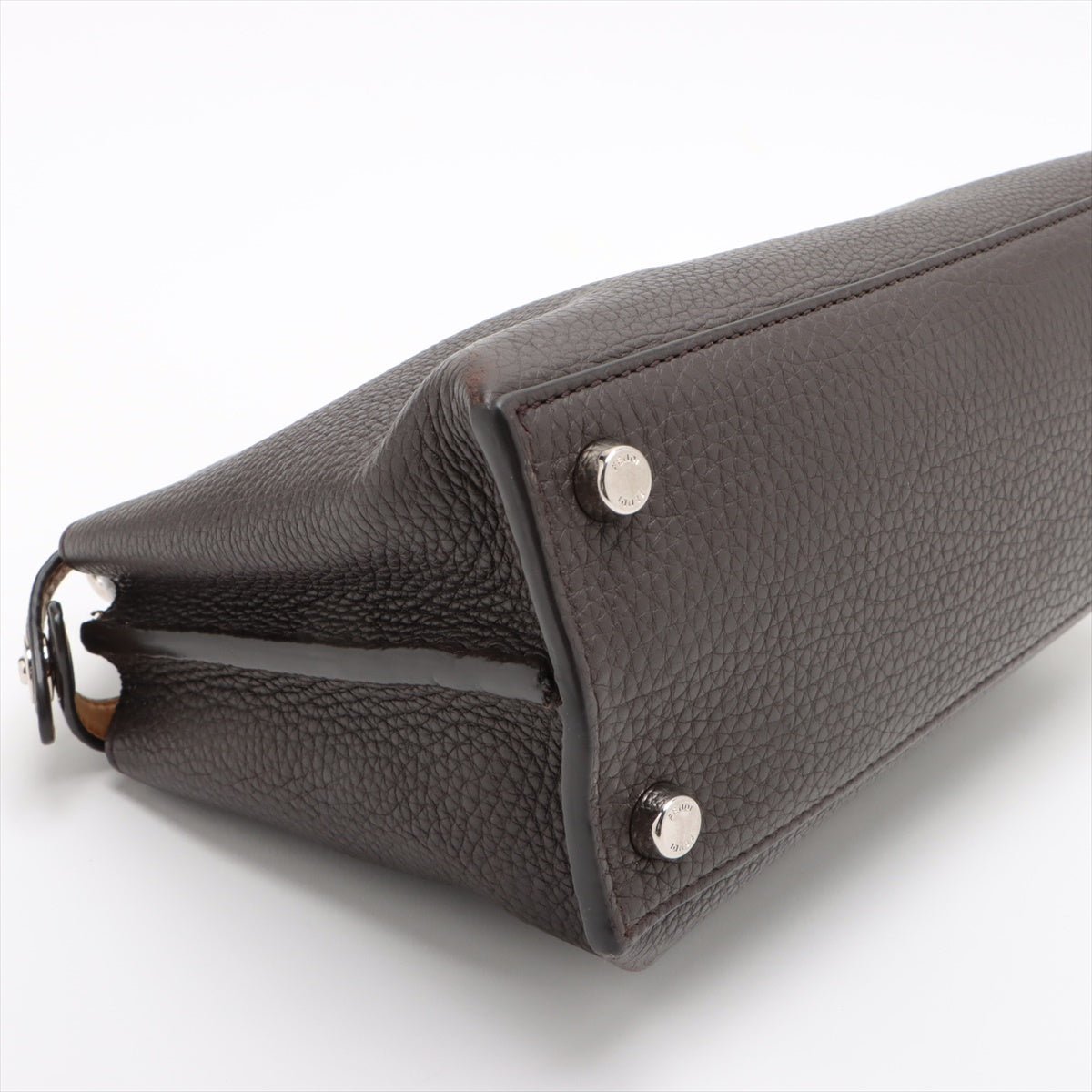 Fendi Selleria Peek-a-boo iconic Essential Leather Hand bag Brown 7VA506