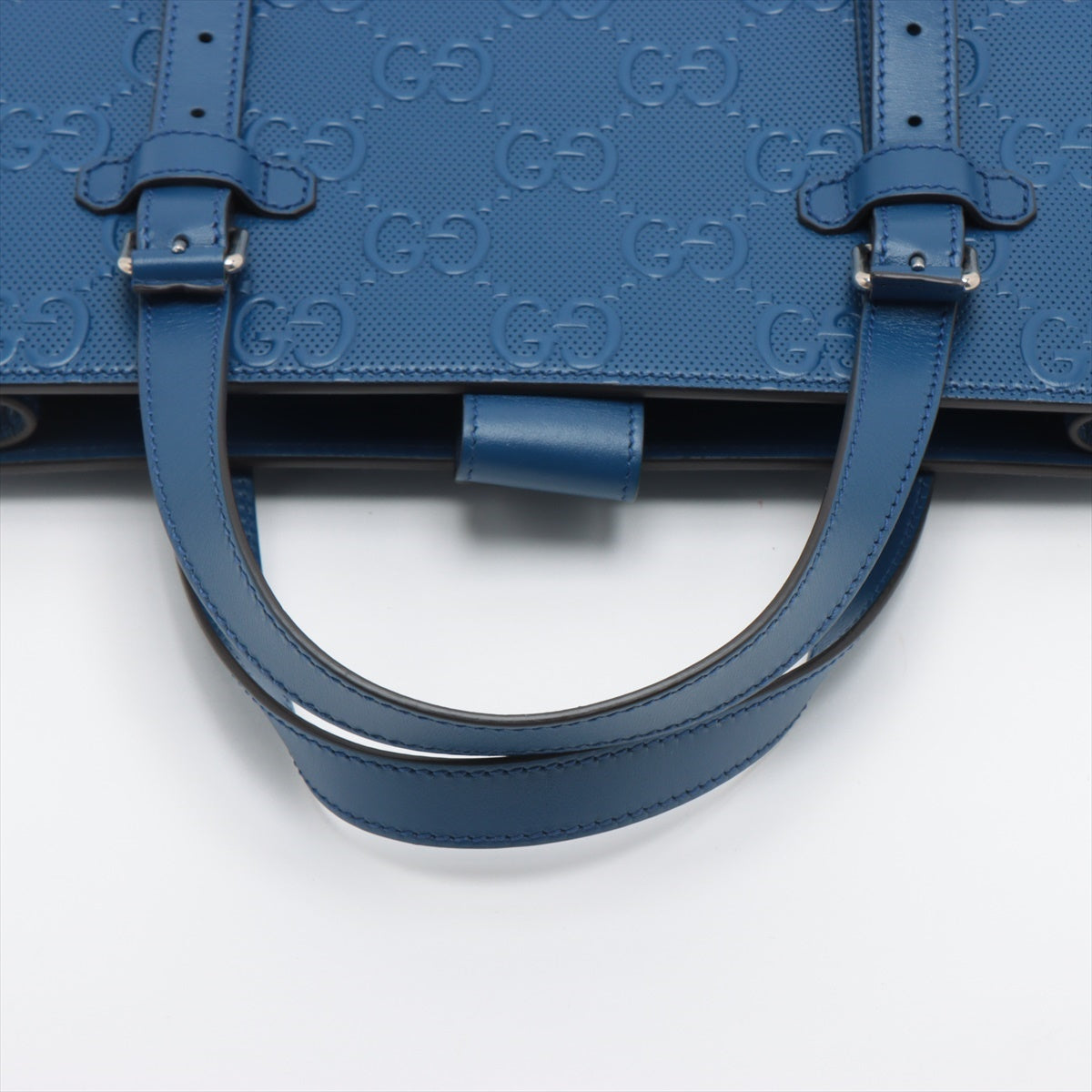 Gucci GG embossed Leather Tote bag Blue 700421