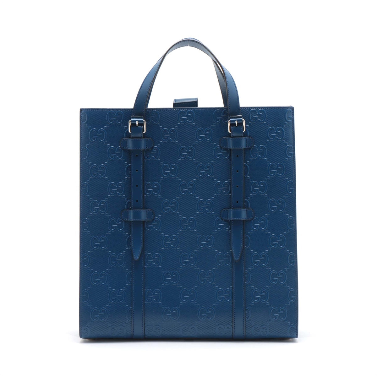 Gucci GG embossed Leather Tote bag Blue 700421
