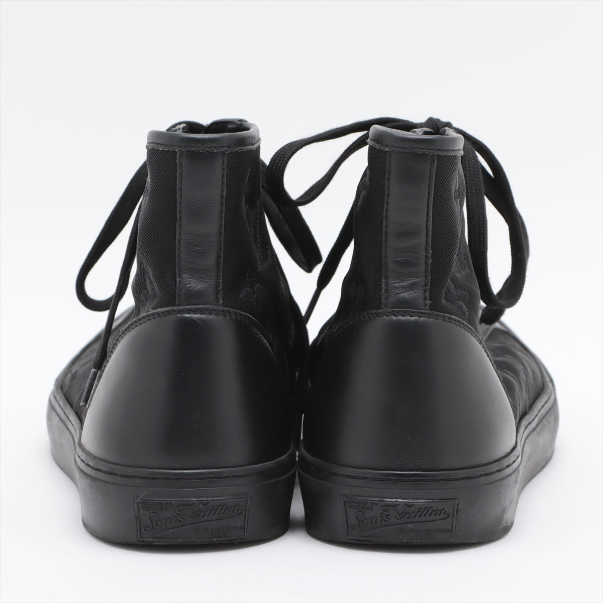Louis Vuitton Tattoo line 19-year Mesh x leather High-top Sneakers 7 Men's Black NV0179 Monogram