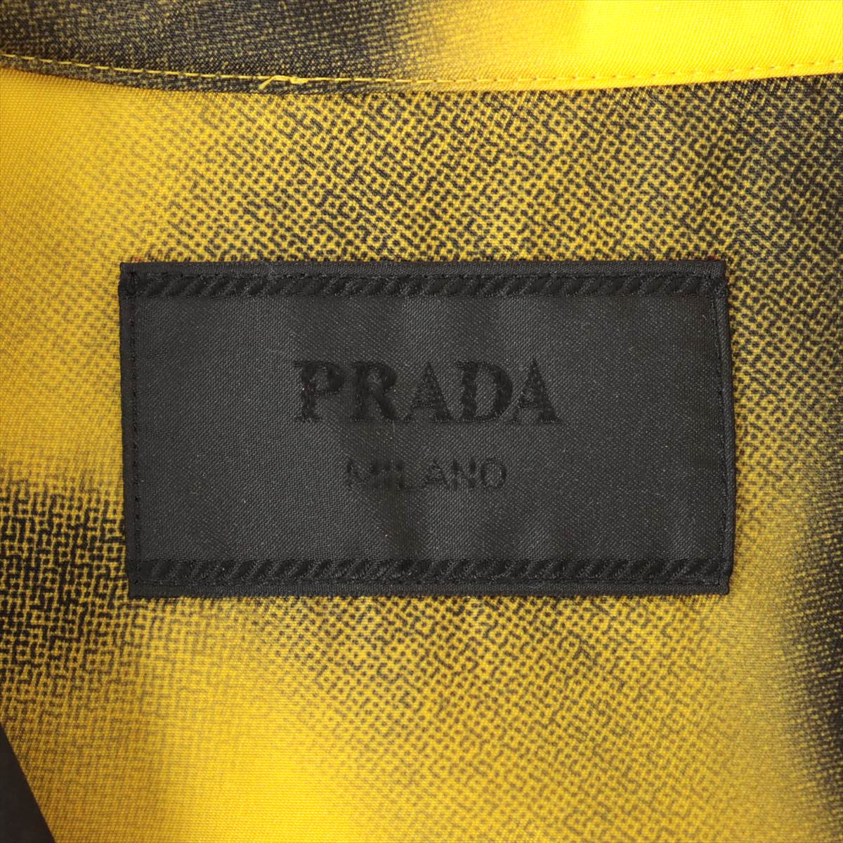 Prada Triangle logo 22 years Nylon Shirt S Men's Black x yellow  Re-Nylon Flower print SC513