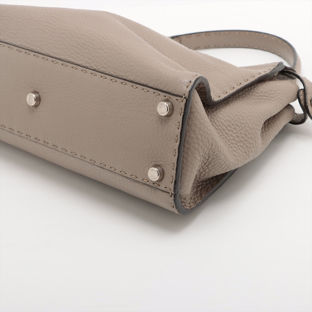 Fendi PEEKABOO REGULAR Selleria Leather Hand bag Grey 8BN290