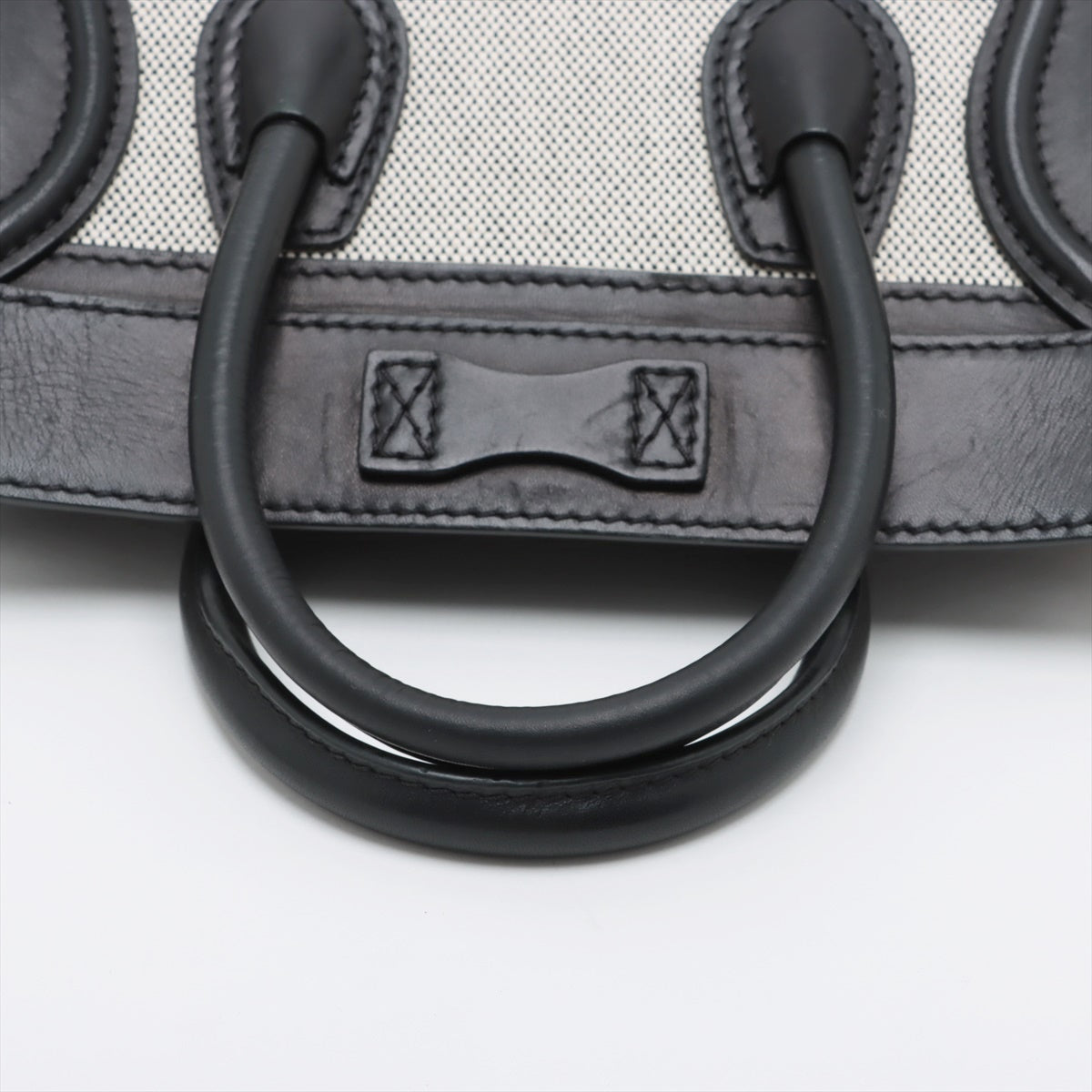 CELINE Luggage Nano shopper Leather 2way handbag black x beige