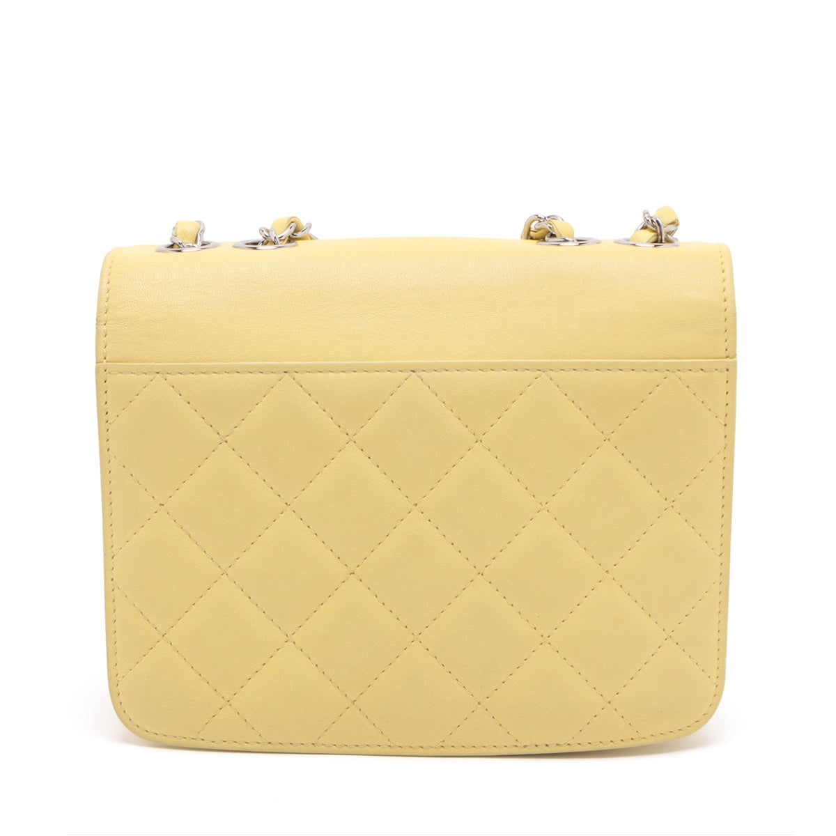 Chanel Matelasse Leather Single flap Double chain bag Yellow Silver Metal fittings 25441982
