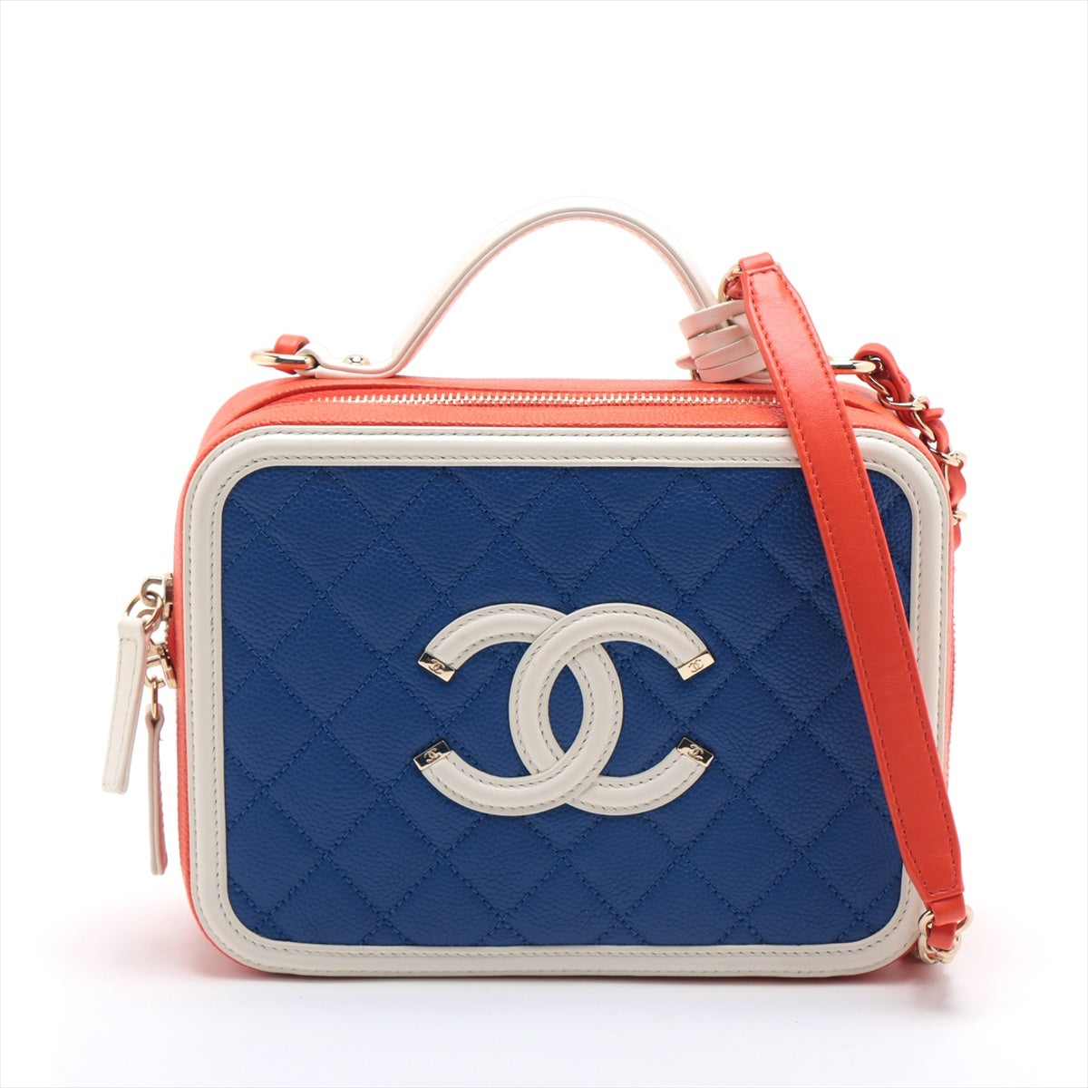 Chanel CC Filigree Caviarskin 2way handbag Tricolor Multicolor Gold Metal fittings 27203537