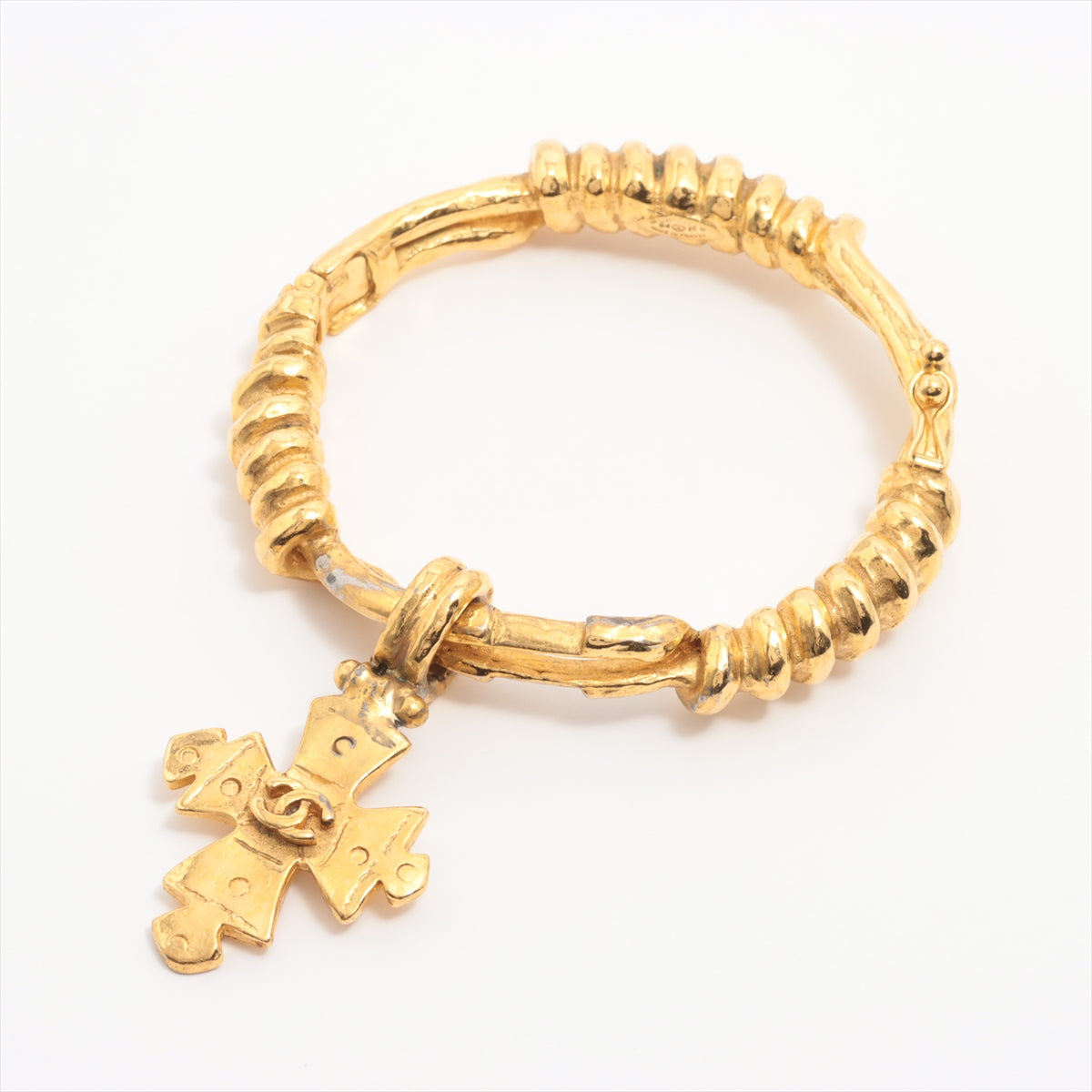 Chanel Coco Mark 94P Bracelet GP Gold Cross crucifix