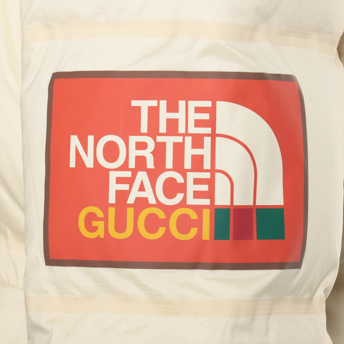 Gucci x North Face Nylon x polyurethane Down coat XS Ladies' Beige  671794 Arm logo Removable hood