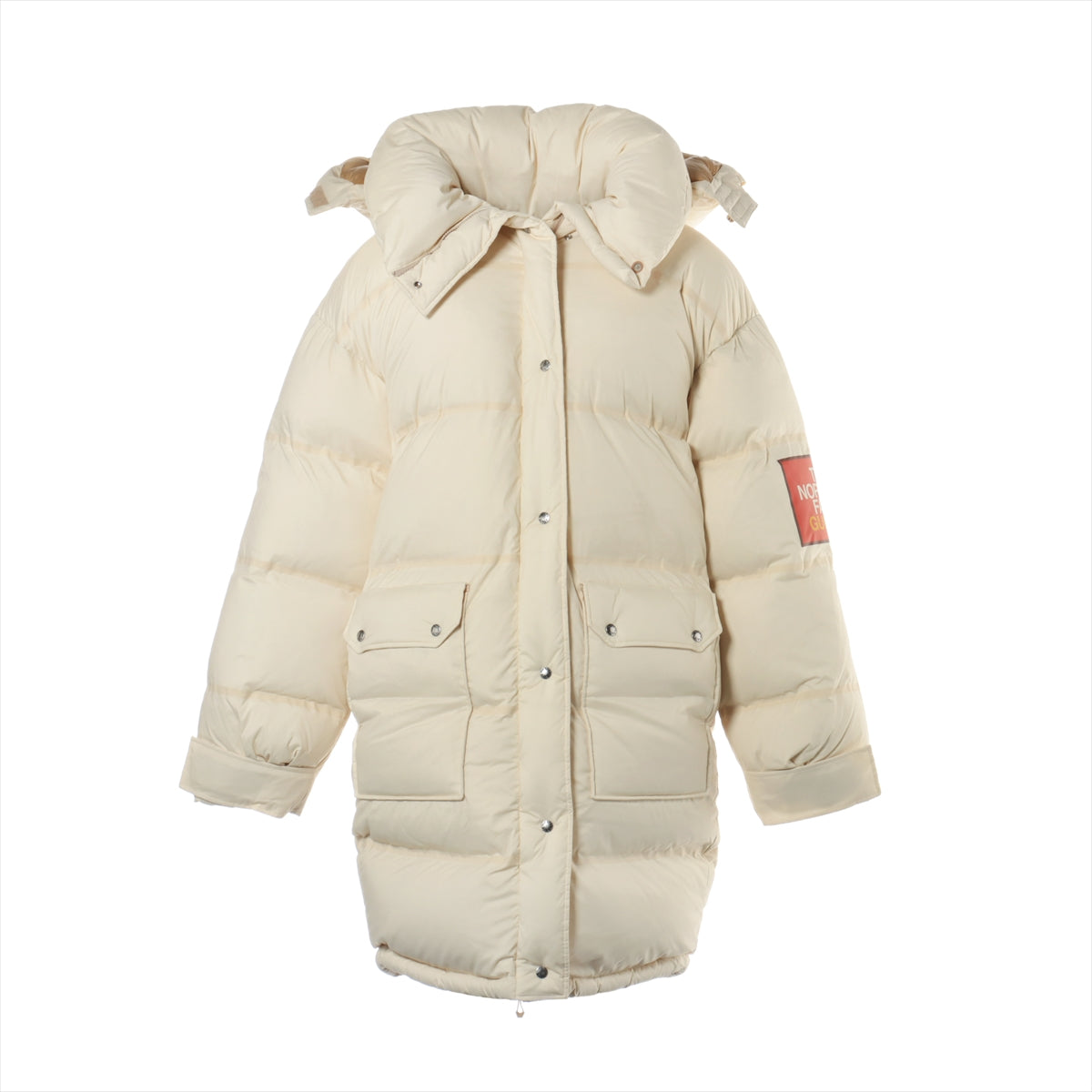 Gucci x North Face Nylon x polyurethane Down coat XS Ladies' Beige  671794 Arm logo Removable hood