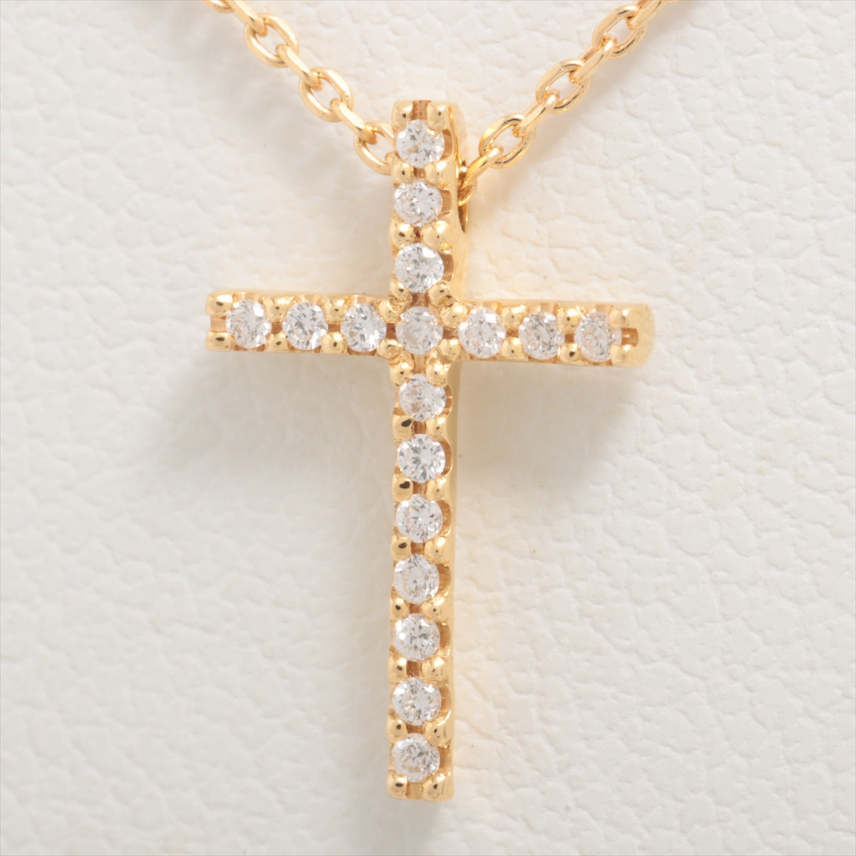 STAR JEWELRY Cross diamond Necklace K18(YG) 1.5g 0.05