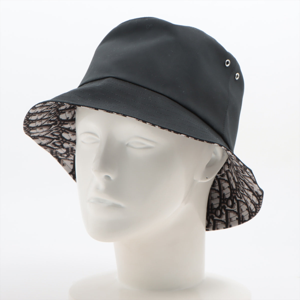 DIOR 95TDD923A130 Teddy Oblique Reversible Hat Hat Polyester x cotton x polyurethane Black