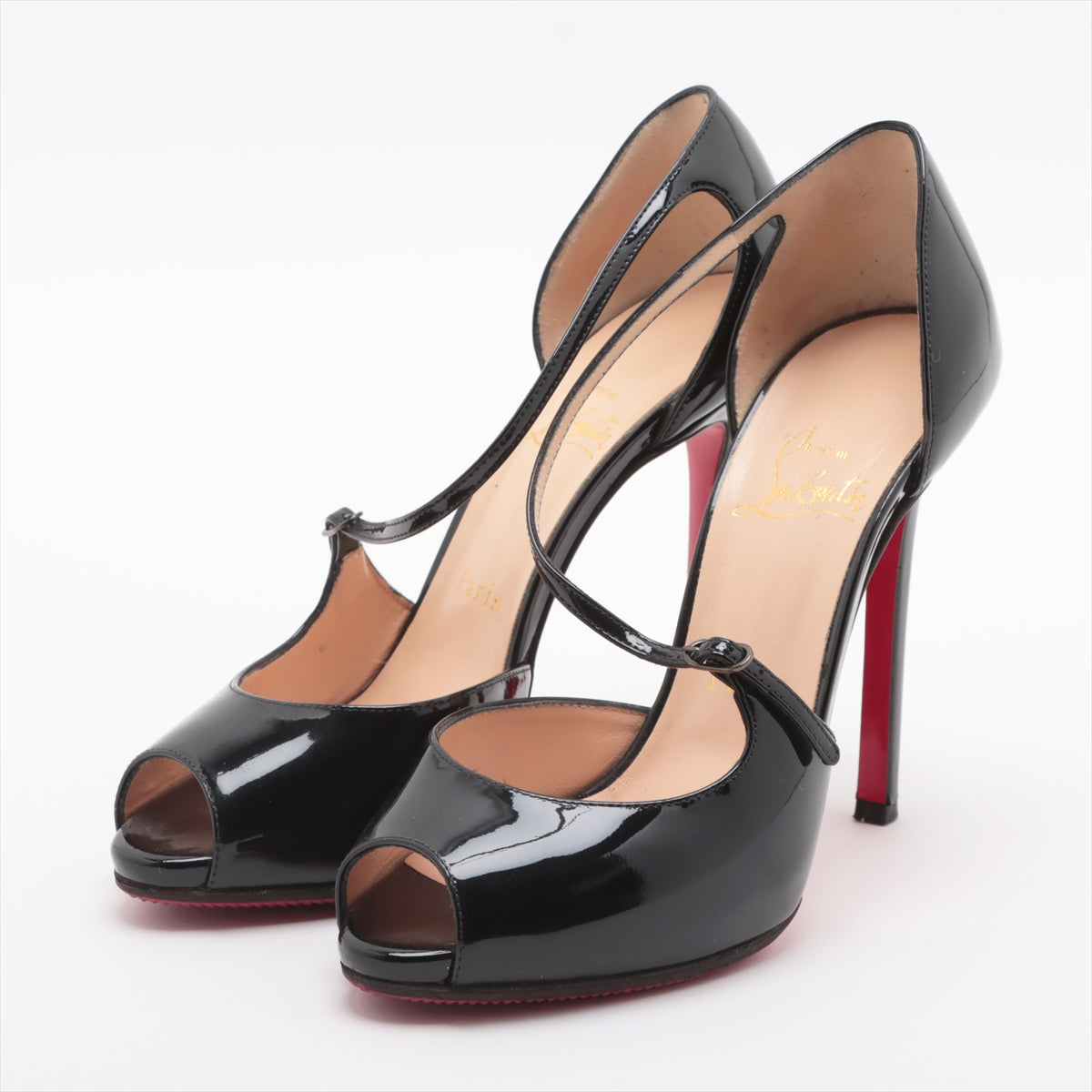 Christian Louboutin Patent leather Open-toe Pumps 36 1/2 Ladies' Black