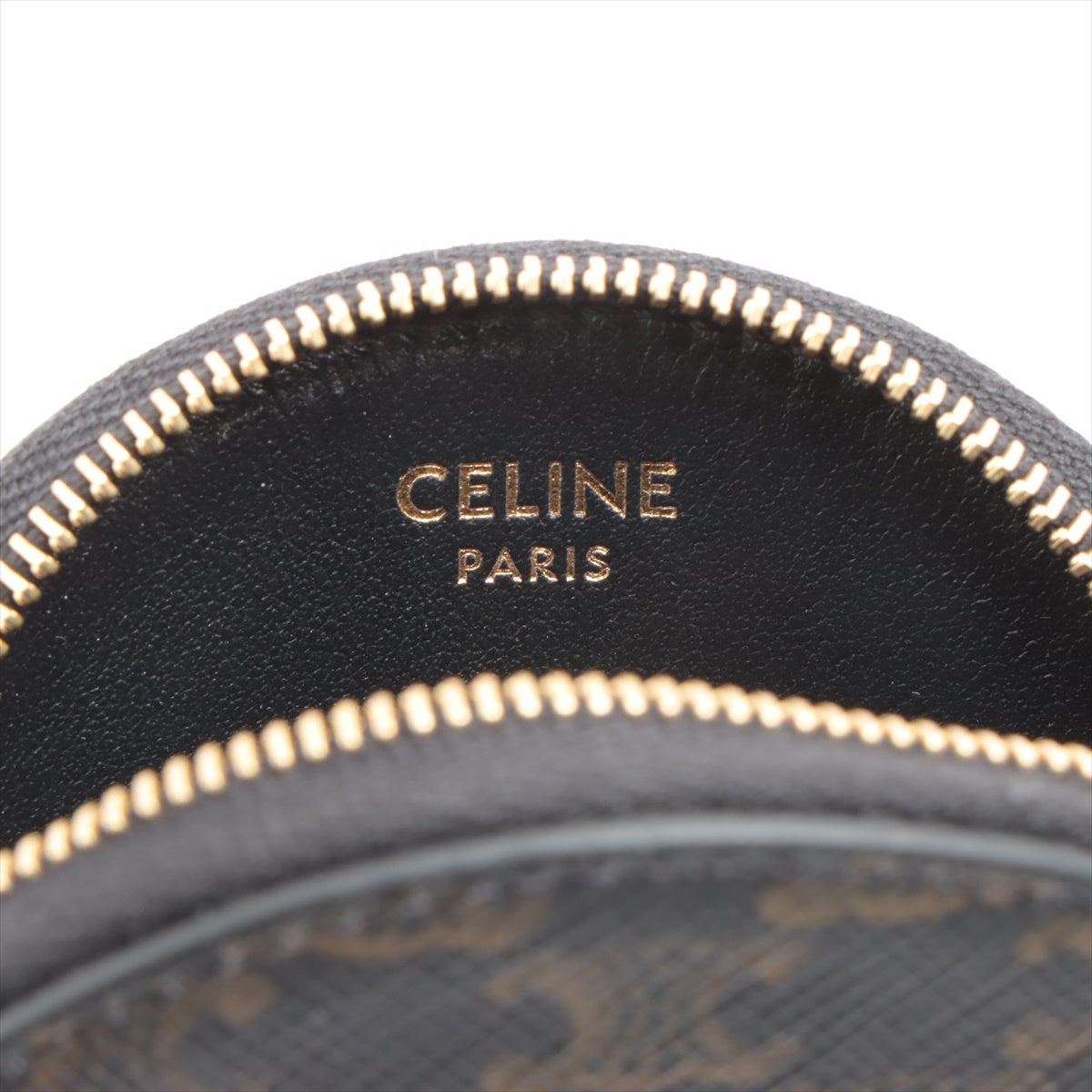 CELINE Triomphe PVC & leather Coin case Brown