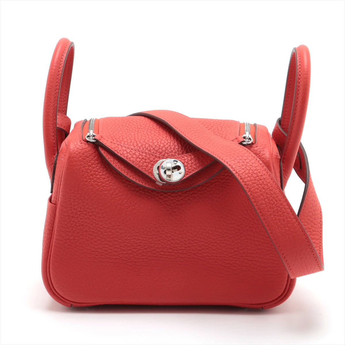 Hermès Mini Lindy Taurillon Clemence Rouge coeur Silver Metal fittings Y: 2020