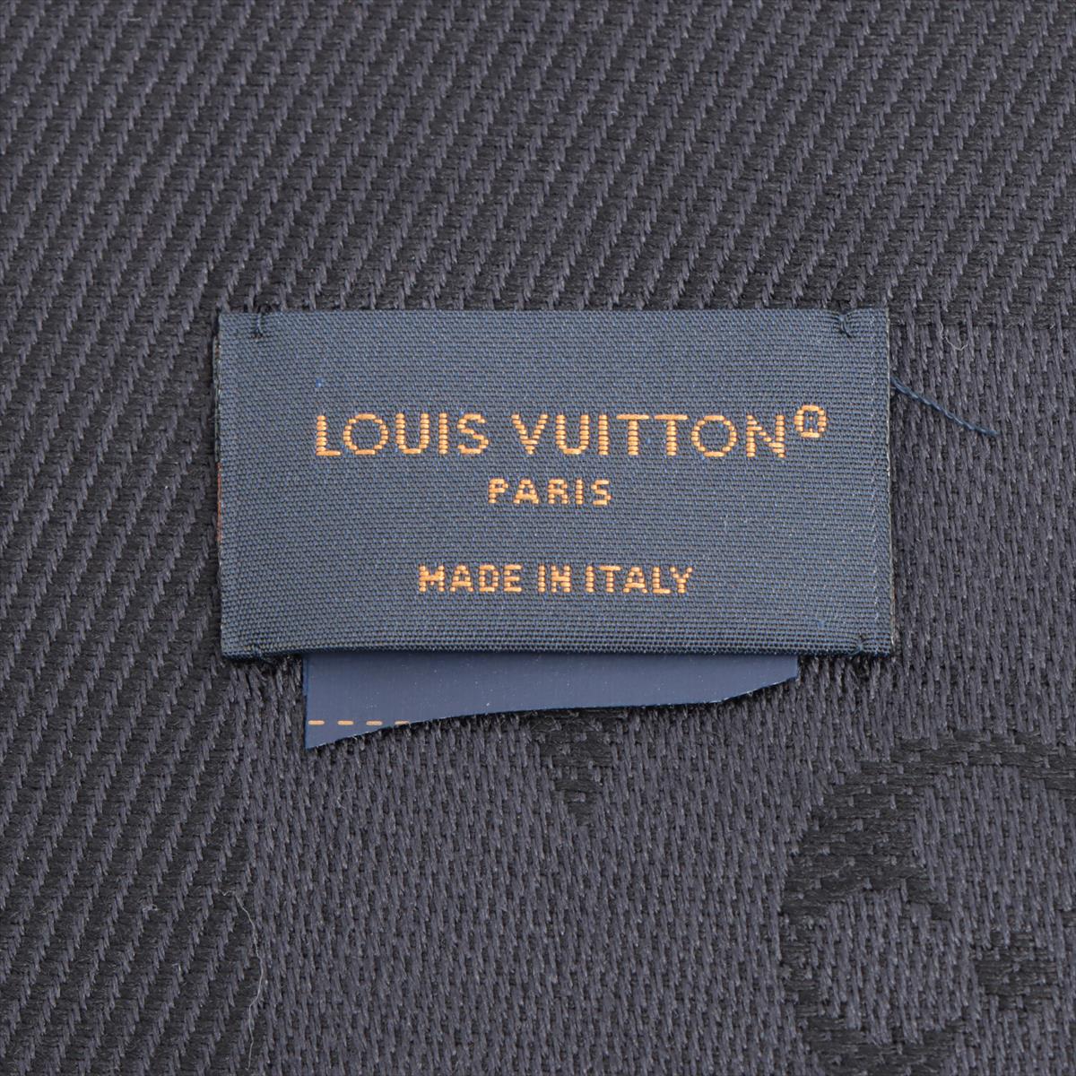 Louis Vuitton M71329 Shawl Monogram CC4212 Stole Wool & silk Black