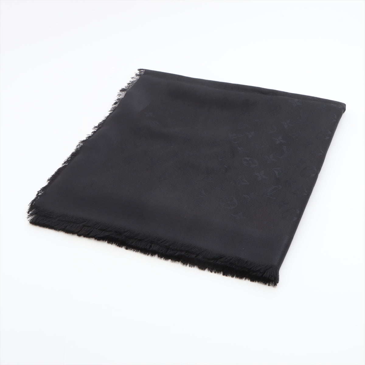 Louis Vuitton M71329 Shawl Monogram CC4212 Stole Wool & silk Black