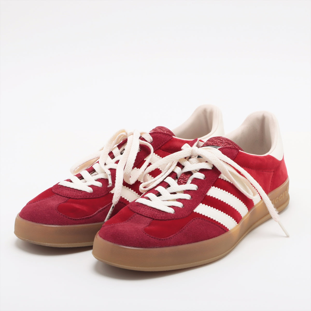 Gucci x adidas Velour & leather Sneakers 30cm Men's Red x white HQ8853 Gazelle Is there a replacement string
