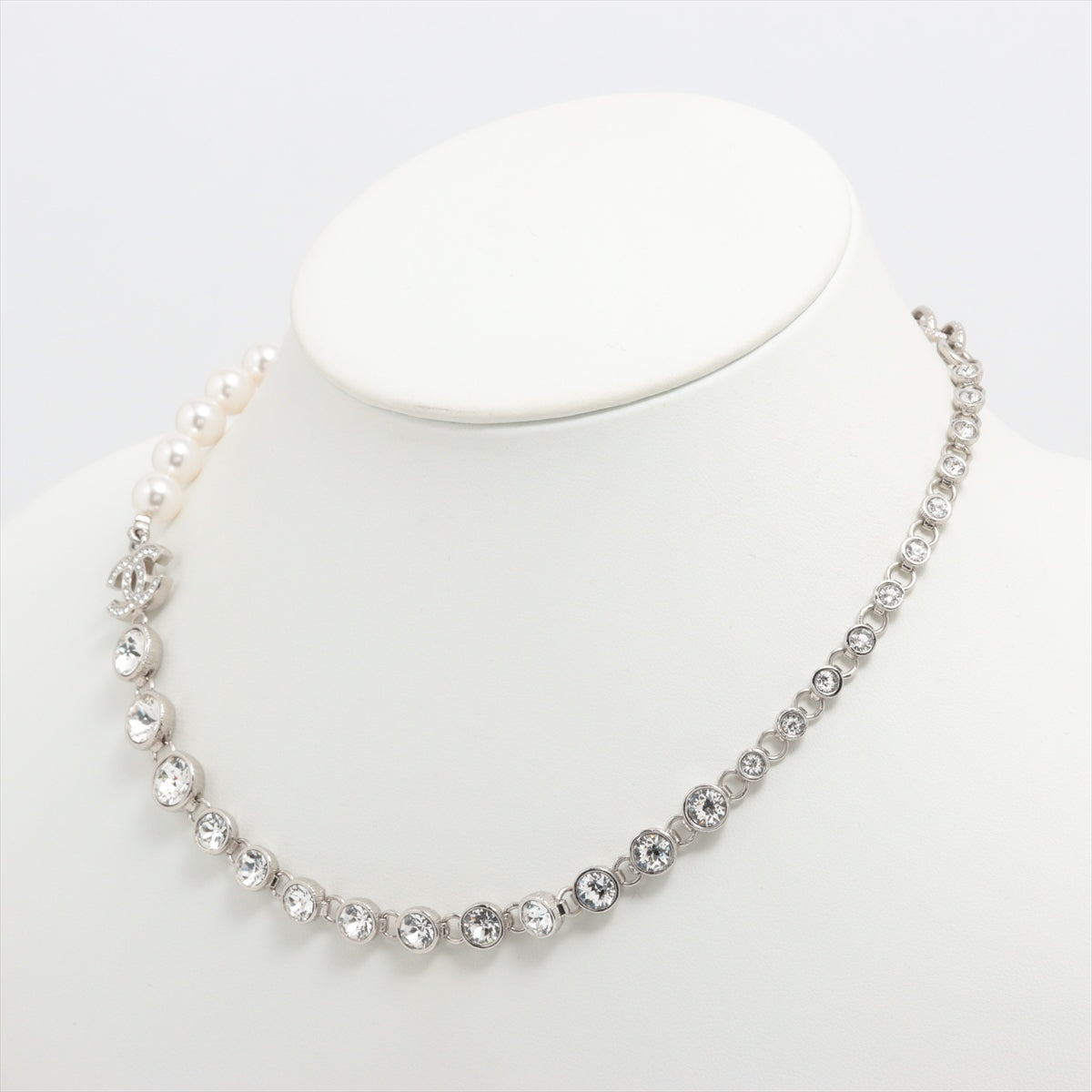 Chanel Coco Mark B23S Necklace GP×inestone Silver