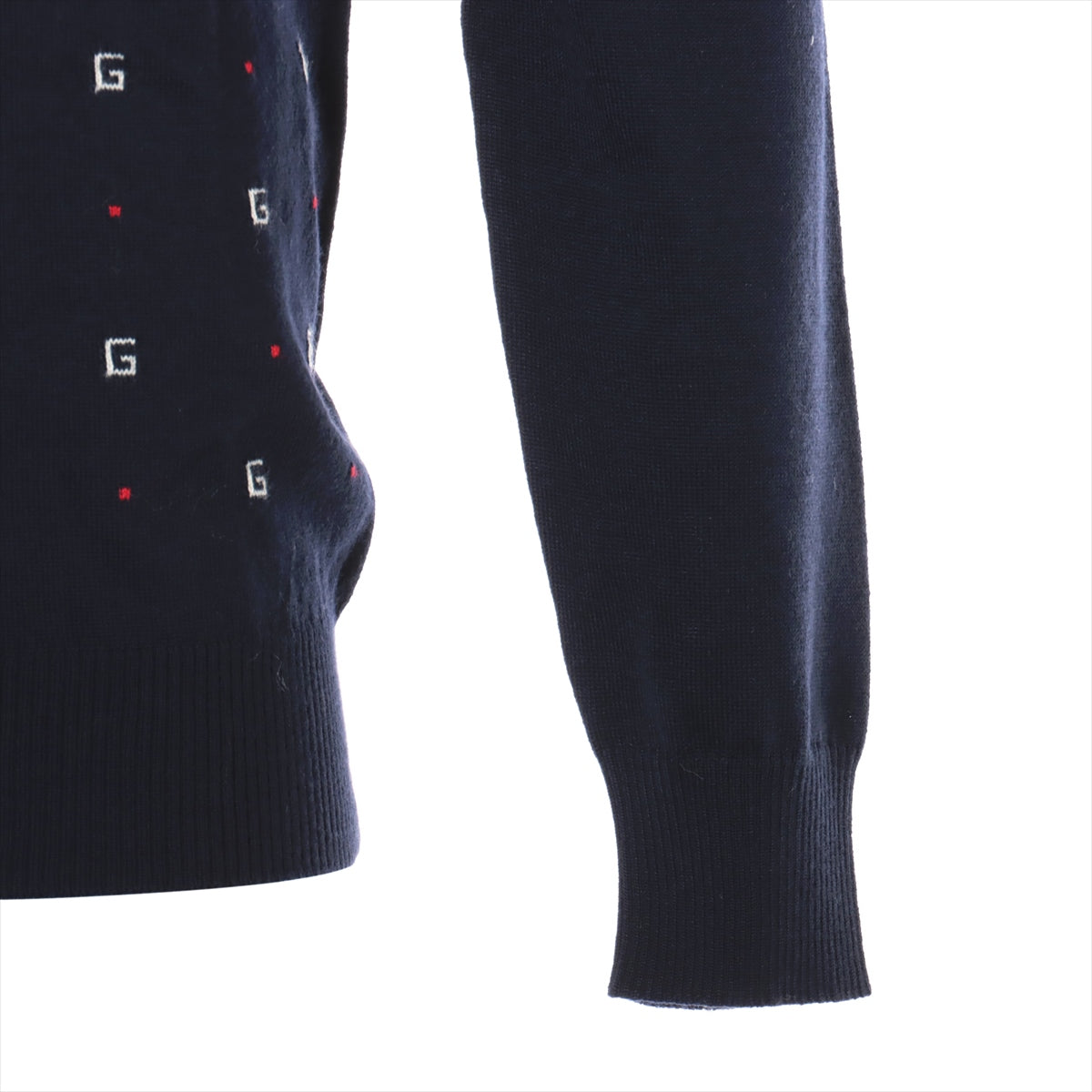 Gucci Wool Knit S Men's Navy blue  V-neck GG overall pattern 545628